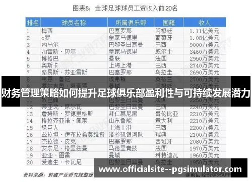 财务管理策略如何提升足球俱乐部盈利性与可持续发展潜力